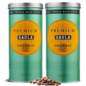 Saula Premium Kaffeebohnen, Packung mit 2 Dosen à 500g. Organic 100% Arabica