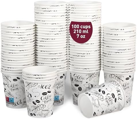 100 Weiße Pappbecher 200 ml / 7 oz für Kaffee und Mehr, kaffeebecher pappe, kaffebecher, kaffeebecher einweg