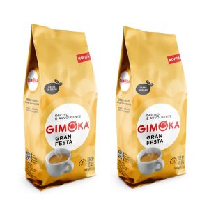 Gimoka - Ganze Kaffeebohnen - 2 Kg - Mischung GRAN FESTA - Intensität 11 - Made In Italy - 2 Packungen À 1 Kg