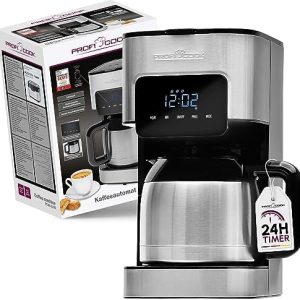 Profi Cook Kaffeemaschine | 8-10 Tassen | Zeitschaltuhr | Sensor Touch-Bedienung | doppelwandige Thermoskanne mit 1,2 Liter Volumen | Aromaverschluss | Edelstahl Filterkaffeemaschine | PC-KA 1191