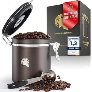 Barista Legends® Kaffeedose luftdicht 500g - Kaffeebohnen Behälter für den Aromaschutz Ihres Kaffees - Vorratsdose aus Edelstahl mit ewigem Kalender. (Gunmetal)