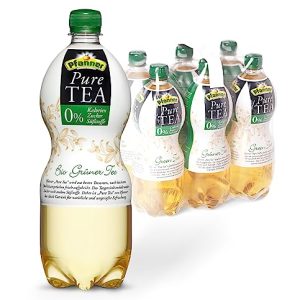 Pfanner Pure Tea Grüner Tee (6 x 1 l) – Eistee ohne Zucker und ohne Süßstoffe - Bio Tee mit Holunder und Zitronensaft – im Vorratspack