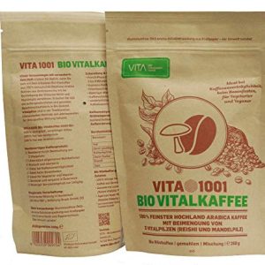 VITA1001 - Bio Vitalkaffee | (PREMIUM - Reishi-Kaffee) | Kaffeemischung mit einer Beimengung von 2 Vitalpilzen | 1er Pack (250 g)