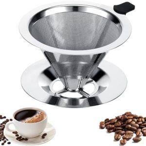 Kasanni Kaffeefilter Wiederverwendbar Kaffeefilter Edelstahl Permanent Kaffeefilter Einfach Zu SäUbern Ideal Zum Filtern Von Kaffee Papierlose Kaffeefilter Zum üBergießEn Von Kaffee