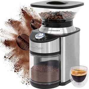 ProfiCook® Kaffeemühle elektrisch mit Edelstahl-Kegelmahlwerk, Coffee Grinder mit 16 Mahlgradeinstellungen, Kaffeemühle für bis zu 230g Kaffeebohnen, mit elektrischer Zeitschaltuhr - PC-EKM 1205