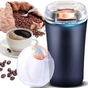 Retoo Kaffeemühle Elektrisch mit Edelstahl Schlagmesser, Keramikmahlwerk Unterwegs Einstellbarer Grobheit, Edelstahlschlagmesser Filterkaffee, Espresso, French Press, cafe