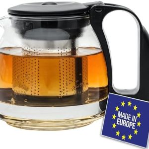 spar-home® Premium Teekanne Glas - Hitzebeständig Glaskanne mit Deckel Teekanne mit Siebeinsatz Kaffeekanne mit Edelstahl Filter Sieb Tea Maker Teekanne mit Sieb Tee Kanne Aus Glas (700ml)