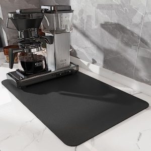 Hsupez Kaffeemaschine Matte, Anti-Rutsch kaffemaschinen unterlage, 30 * 48cm, Kaffeevollautomat Zubehör kompatibel mit Siemens EQ6, De'Longhi Magnifica usw, Philips LatteGo usw-Schwarz