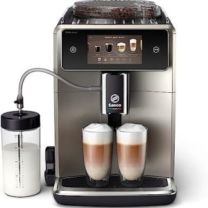 Philips Xelsis Deluxe Kaffeevollautomat – WLAN-Konnektivität, 22 Kaffeespezialitäten, Intuitives 5"-Touchdisplay, 8 Benutzerprofile, Keramikmahlwerk, 5 l, 28.7 x 48.7 x 39.6 cm, ‎Metall (SM8782/30)