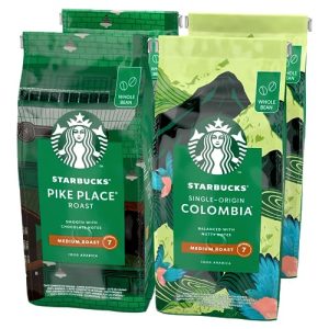 STARBUCKS Pike Place Roast, Single-Origin Colombia Ganze Kaffeebohnen 450g (4er Pack)