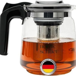 NORDIC SCHILLER Premium Teekanne Glas, Hitzebeständig Glaskanne mit Deckel 1,5 Liter Teekanne mit Siebeinsatz Teekanne Thermo mit Edelstahl Filter Sieb, Tea Maker, Teekanne mit Sieb Tee Kanne Aus Glas