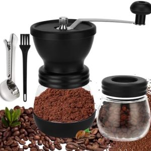 Royouzi Manual Coffee Grinder Ceramic Grinder Adjustable Portable Griff Aus Edelstahl Mit 2 GehäRteten GläSern Geliefert Coffee Grinder, Zur HandmüHle Kaffee Kaffeeaufbewahrung