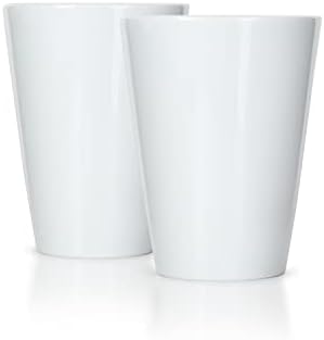 Mahlwerck Kaffeebecher Solo aus Porzellan, Latte Macchiato oder Cappuccino Tasse, Becher ohne Henkel, 2er Set, 370ml, weiß