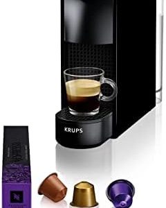 Nespresso Krups XN1108 Essenza Mini Kaffeekapselmaschine| 14 Kapseln | 19 bar | Energiesparmodus | 1260 W | ‎0,6 L| 8.03 x 3.31 x 12.99 cm | schwarz | Energieklasse A