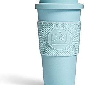 Neon Kactus Sea Breeze, Mehrweg Thermo Kaffeebecher, Doppelwandig & Auslaufsicher, Thermobecher mit Schraub-Deckel, lebensmittelechte Silikondichtung und -Hülle, Isolierter Kaffeebecher To Go, 475ml