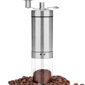 Lahrma Kaffeemühle Manuell, Coffee Grinder Manual Edelstahl, Tragbare Kaffeemühlen Hand für Frischen Espresso, Handkaffeemühle für Zuhause Reisen Büro