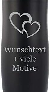 Geschenkissimo Kaffeebecher personalisiert - Black Edition - Gravur mit Name, Spruch, Motiv - Kaffee Becher to go 0,4 l - Geschenk für Männer + Frauen