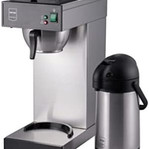 METRO Professional Kaffeemaschine GCA 2101, Edelstahl, 21.5 x 41.5 x 52 cm, 2.3 L (Wassertank), 2000W, mit Thermoskanne (2 L), 100 x Papierfilter, Temperaturbereich: 30-98°C, silber