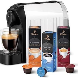 Tchibo Cafissimo „easy“ Kaffeemaschine Kapselmaschine inkl. 30 Kapseln für Caffè Crema, Espresso und Kaffee, Weiß