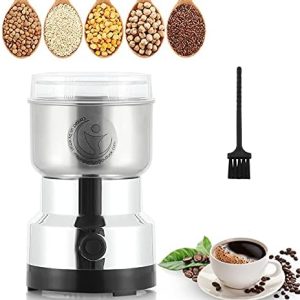 Moongiantgo Getreidemühle Multifunktionale 200W 14500rpm Gewürzmühle Ultrafeine Kaffeemühle, 300ml Kapazität, Edelstahl, für Trockenmaterialien, Gewürze, Kräuter, Kaffee (Silber)