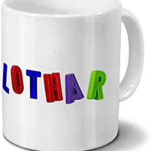 printplanet Tasse mit Namen Lothar - Motiv Magnetbuchstaben - Becher, Kaffeetasse, Kaffeebecher, Mug - Weiß