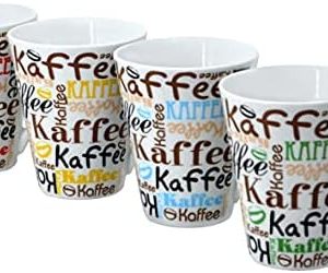 Retsch Arzberg Fischer Bamberg by Kaffeebecher-Set 4-teilig KAFFEE SCRIPT/Porzellan/dekoriert ca. 300 ml Inhalt/4 Dekore im Set