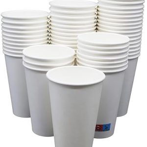 BAMI 200x Pappbecher Kaffeebecher To Go Weiß, 400ml/16oz - Extra Stabil - Zum Servieren von Kaffee, Tee und kalte Getränke