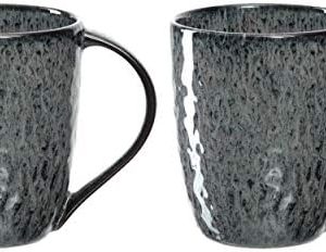 Leonardo Matera Keramik-Tassen 2-er Set, spülmaschinengeeignete Kaffee-Tassen, 2 mikrowellenfeste Tee-Tassen, Becher mit Glasur, grau 430 ml, 027002