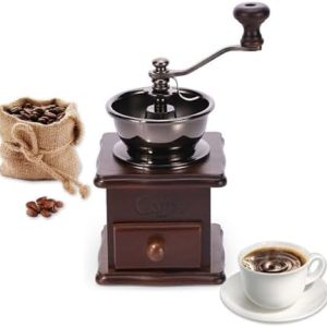 Ruiqas Manuelle Kaffeemühle Retro Manuelle Kaffeebohnenmühle Vintage Antik Holz Handmühle Kaffeemühle Kaffeemühle Kaffeemühle