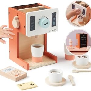 Kid’s Concept Coffee Shop KID’S HUB – Kaffeemaschine Kinder - Küchenzubehör kinder - Holzspielzeug 2 jahre Holzspielzeug ab 3 jahre + Geschenk mädchen 2 jahre - Kinder Kaffeemaschine