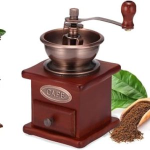 Manuelle Kaffeemühle Einstellbare Grobheit Kaffeemühle Mahlwerk Kaffeebohnenmühle Vintage Holz Handmühle Handheld Kaffeemühle für Haus Küche Büro Camping Reisen