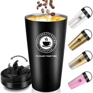 Thermobecher - Kaffeebecher to go aus Edelstahl - Doppelwandig Isoliert Thermo, Auslaufsicher - Isolierbecher mit Trinköffnung - 500ml/17oz Travel Mug - Coffee-to-go Becher für Kaffee & Tee(Schwarz)