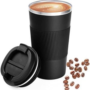 Breteil 17oz/500ml Vakuum Thermobecher Wiederverwendbare kaffeebecher Isolierbecher Edelstahl Kaffeebecher doppelwandig isoliert, auslaufsicher，Kaffee-to-go Becher für Kaffee, Wasser und Tee