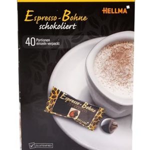 Hellma Espresso-Bohne in Zartbitter-Schokolade - 30 Stk. schokoliert, einzeln - je 1,1 g - Vorrats-Box - für Café, Gastro