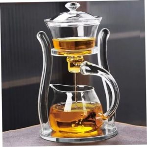 Magnetische Teekanne hoher Borosilikat -Glas -Teekanne mit Infuser eleganter automatischer automatischer Tee -Set Hitzebeständiges Glas -Teekanne für Teerouse für Heimbüro, transparent