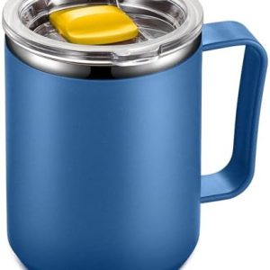 ERBO Kaffeebecher Thermo, Edelstahl Thermobecher Thermotasse mit Deckel, Auslaufsicher Kaffeebecher to go Thermo, Coffee to go Becher, Coffee Mug Thermotasse für Unterwegs Umweltfreundlich, Blau 450ml