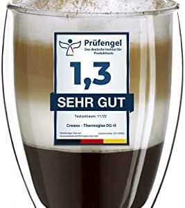 Creano doppelwandiges XXL Thermoglas 400ml, Extra großes hitzebeständiges Kaffeeglas/Teeglas/Latte Macchiato aus Borosilikatglas