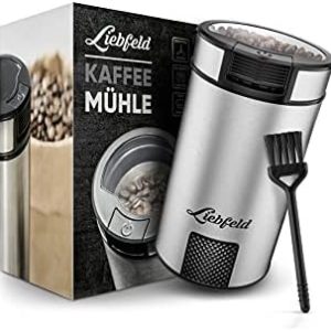 ﻿﻿Liebfeld Kaffeemühle Elektrisch aus Edelstahl - Coffee Grinder für Kaffee, Gewürze, Nüsse - Elektrische Kaffeemühle für bis zu 10 Tassen - Mahlgrad variabel - Espressomühle - Gewürzmühle