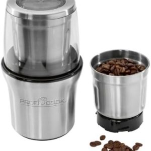 ProfiCook PC-KSW 1021 N, 2-in-1 Kaffeeschlagwerk & Zerkleiner in Einem, für Kaffeebohnen/Gewürze/Nüsse etc, Sicherheitsschaltung, Edelstahl