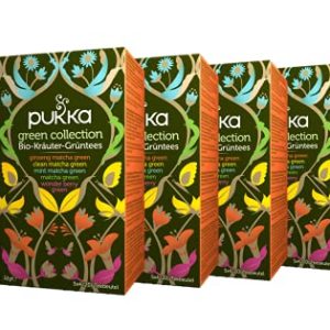 Pukka Kollektion Bio-Tee (für das Wohlbefinden - mit fünf verschiedenen Bio-Grüntees - 100Prozent biologisch Aufgussbeutel) 4 x 20 Beutel