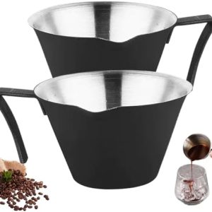 Espresso Messung Tasse 2 PCs Espresso -Schussbecher 3,4 oz Edelstahl Espresso Gähne Tasse mit Griff Espresso -Schussglas für Kaffeezubehör, Espresso Gossenbecher