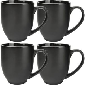 Schramm® Kaffeetassen Set schwarz aus Porzellan wählbar 2, 4 oder 6 Stück 460 ml Kaffeebecherset Kaffeebecher Keramik mit Henkel 2er, 4er oder 6er Set, Anzahl:4 Stück