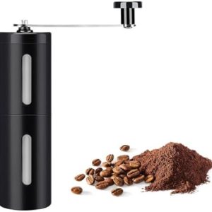 Manuelle Kaffeemühle, Hand Kaffeemühle aus Edelstahl, Coffee Kaffeemühle Manuell, Handmühle aus Edelstahl, Kaffee Keramikmahlwerk, Handkaffeemühle, mit Stufenloser Einstellung des Mahlgrads, Schwarz