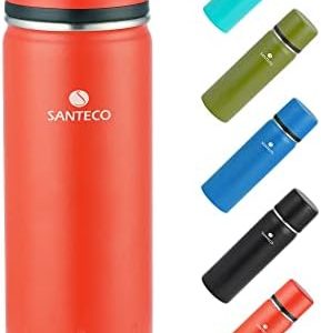 SANTECO Thermoskanne Thermosflasche Edelstahl 1l, 500ml, Auslaufsicher Isolierflasche mit Trinkbecher für unterwegs, Thermoskanne Kaffee & Tee für Kinder, Sport, BPA-Frei, 24H Kalt & 12H Heiß