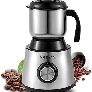 SOKANY 500W Kaffeemühle Elektrisch, Elektrische Kaffeemühle Edelstahl mit 2 Mahleinstellungen, Coffee Grinder, 300g große Kapazität Gewürzmühle für Kaffeebohnen, Kräuter, Nüsse, Körner