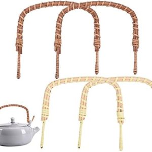 PandaHall 4pcs 2 Farben Rattan Teekanne Griff, Teekanne Griff Ersatz Biegbarer Kesselgriff für Keramikkanne Keramik-Teekannen Japanische Verdrahtete Teekanne, 5.1 Zoll/13cm