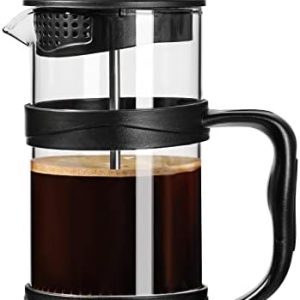 ParaCity French Press Kaffeebereiter 350ml, Kaffeepresse aus Edelstahlfilter und hitzebeständigem Glas, Kaltbrüh-Kaffeemaschine, gut als Geschenk für Reisen und Zuhause (350 ml schwarz)