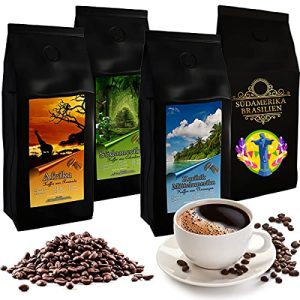 C&T Länder-Kaffee Set 4Kg Ganze Bohnen | Ruanda + Nicaragua + Kolumbien + Brasilien | Aromatische Spitzenkaffees aus aller Welt | Premium-Kaffees im Sparpaket