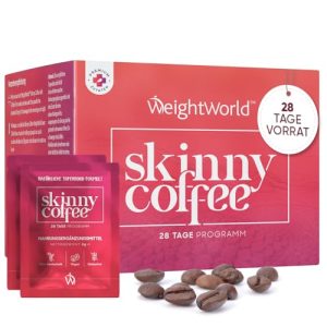 Skinny Coffee - Arabica Kaffee mit Chlorella, Grüntee, Grüner Kaffee, Guarana & L Carnitin - Low Carb, Keto Kaffee - Kalorienarm & reich an Ballaststoffen - 140g in 28 Einzelportionen - WeightWorld