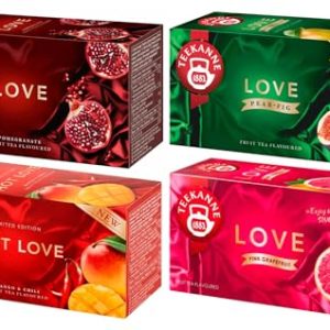 TEEKANNE Big Love Tea Collection (4 x 20 Bags)- Früchtetee Set (Dekond gift)